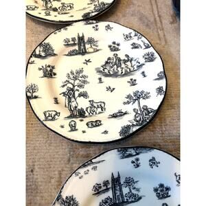 Wood & Sons Toile de Jouy Fine Tableware Salad Plates, Set of Eight (8)